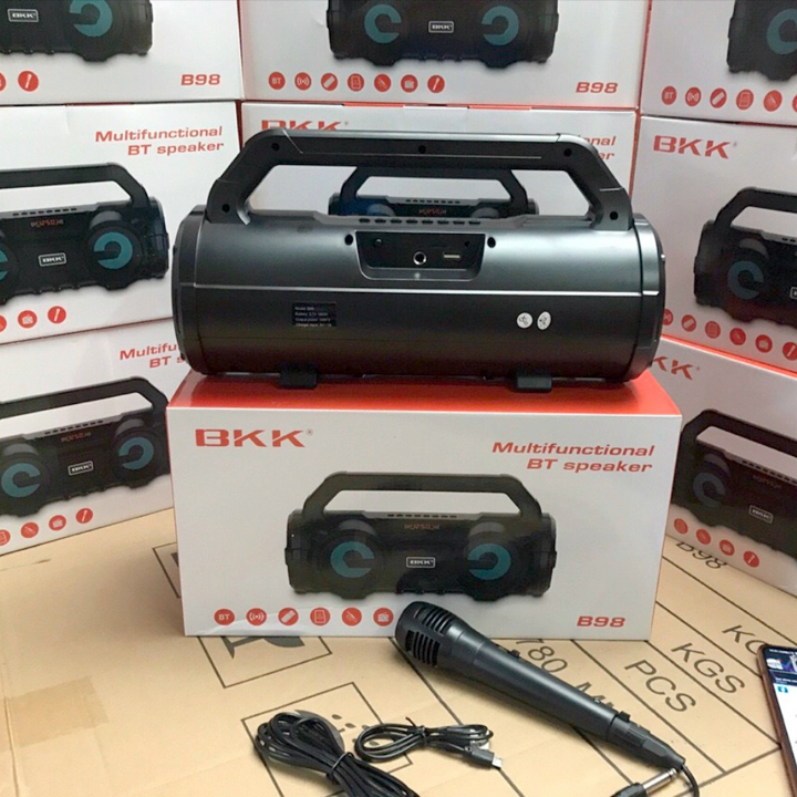 Loa karaoke xách tay BKK B98 tích hợp jack cắm micrao 6.5mm - kèm micro có dây HÀNG CHÍNH HÃNG