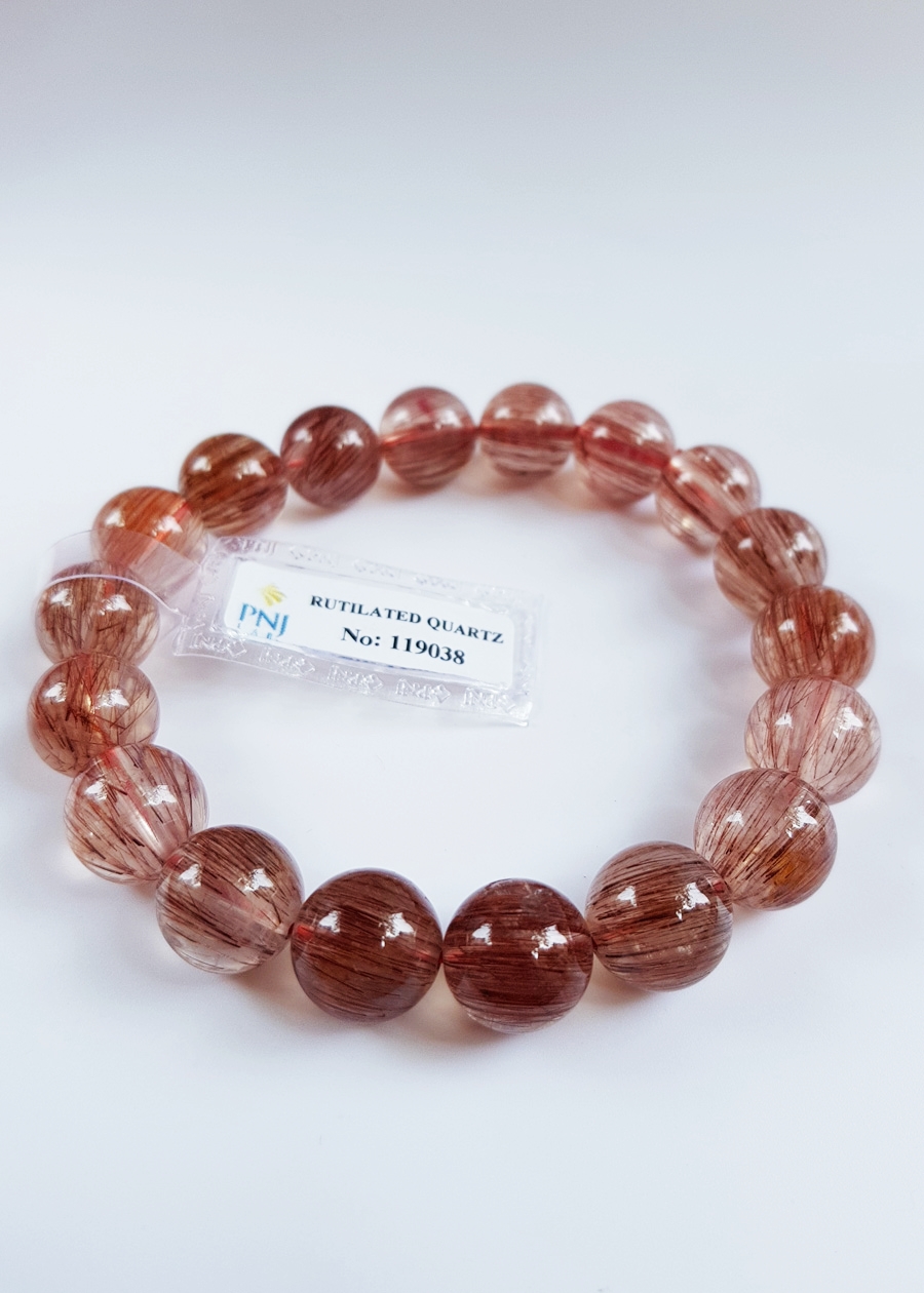 Vòng Tay Thạch Anh Tóc Đỏ Tự Nhiên 11mm