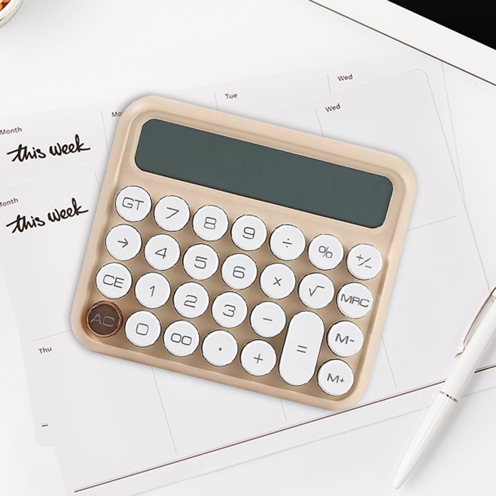 Portable Desktop Calculator Large Display Big Button 12 digits for Home Khaki