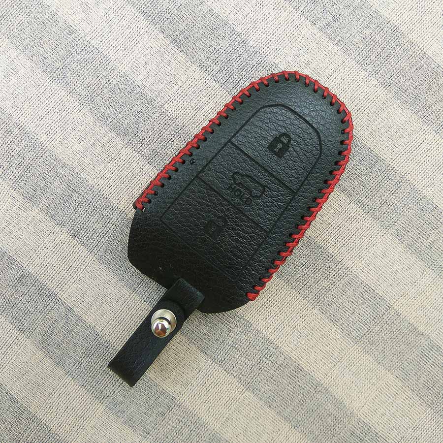Bao da chìa khóa smartkey xe hơi Peugeot (Đen)
