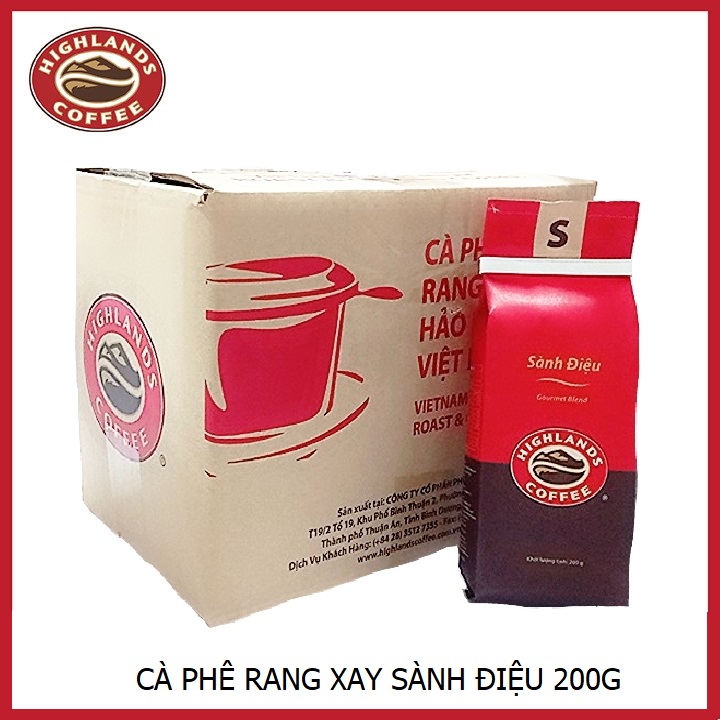 Thùng 12 gói Cà phê rang xay Sành điệu Highlands Coffee 200g