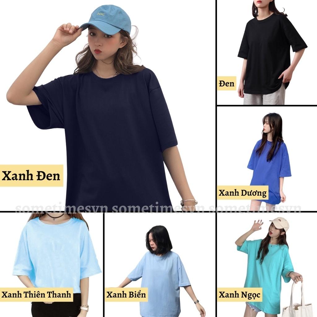 Áo thun tay lỡ nam nữ unisex trơn áo phông màu xanh dương cổ tròn vải thun co dãn TTL01 - Sometimes