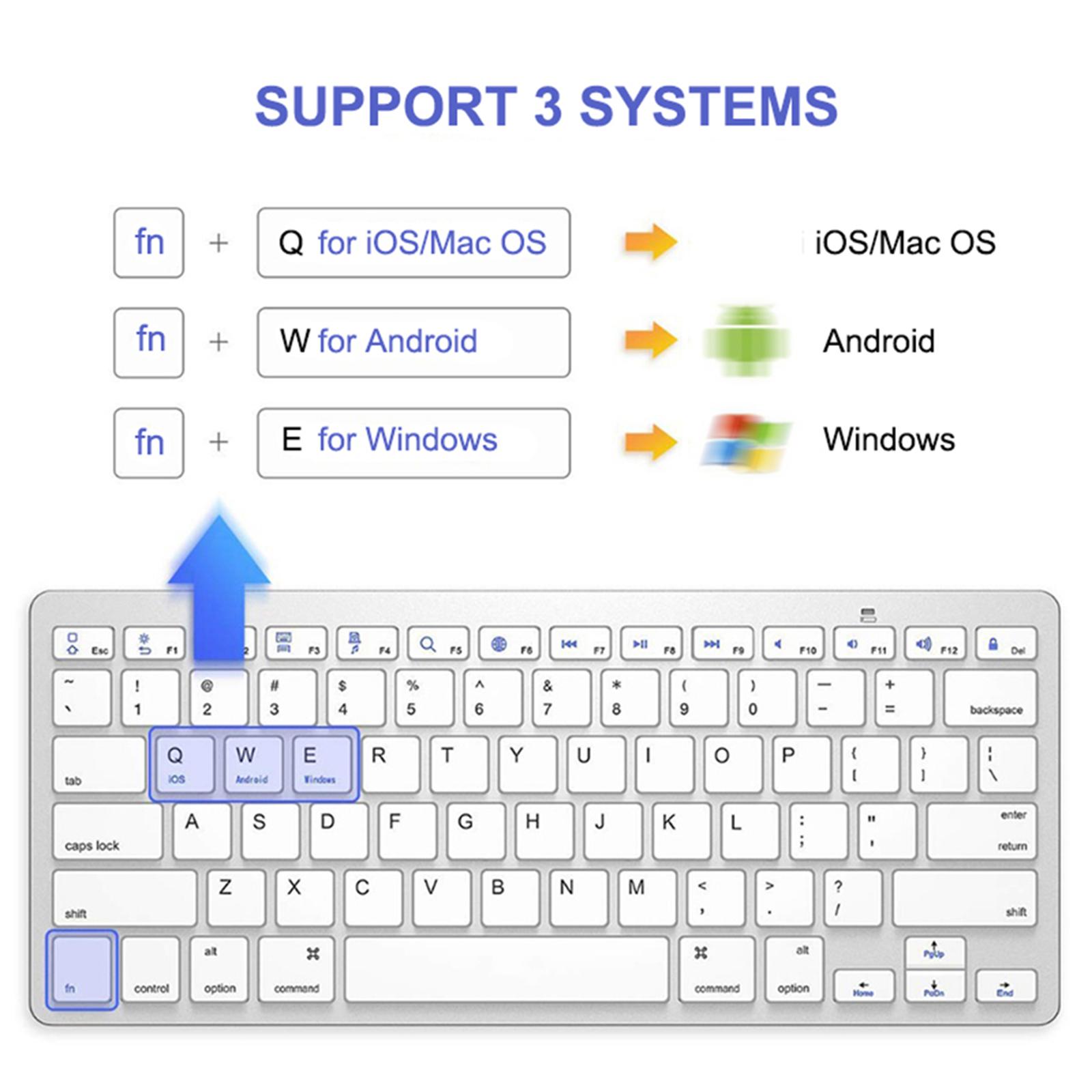 78-Key Spanish Wireless Bluetooth Keyboard Keypad for IOS/Android/Windows