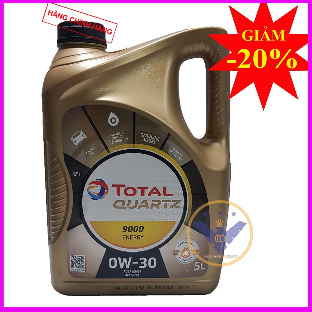 Bộ 3 dầu nhớt ô tô cao cấp tổng hợp Total Quarzt 9000 0W-30 can 5L