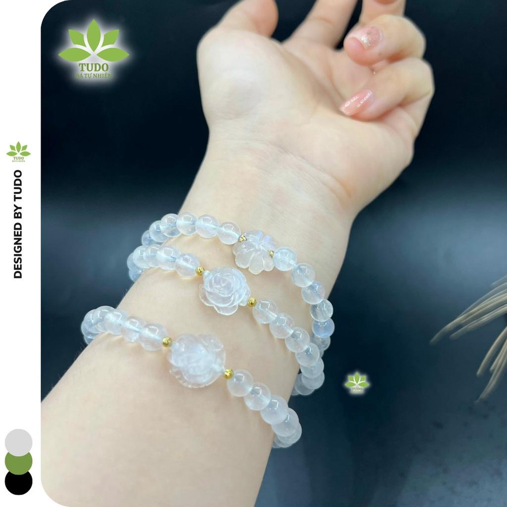 Vòng Tay Nữ Đẹp - Vòng Phong Thủy Mệnh Kim Thủy TUDO VCVMOON AU10K Charm Cỏ 4 Lá B26K800