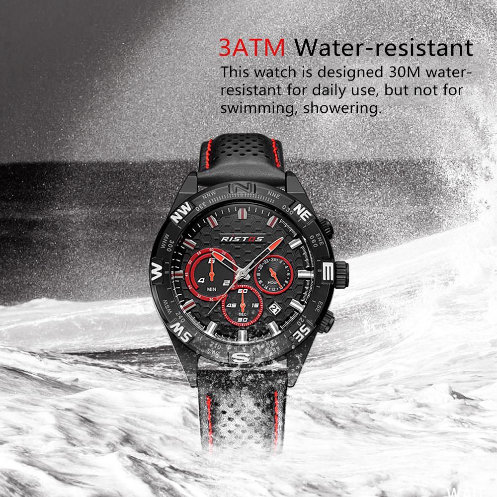 Đồng hồ thể thao nam thạch anh Relogio Musculino RISTOS Chống nước 3ATM