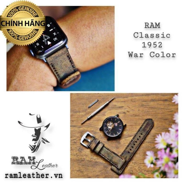 DÂY ĐỒNG HỒ DA BÒ MÀU CHIẾN TRANH - RAM CLASSIC 1952 - HÀNG CHÍNH HÃNG