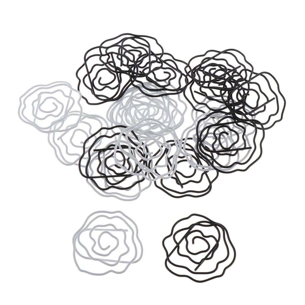 20Pcs Rose Flower Shape Paper Clip Binder Clip Book Mark for Office Organize