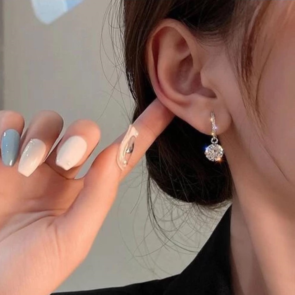 Bông tai bạc khuyên tròn thời trang chất liệu bằng bạc s925 MS060d