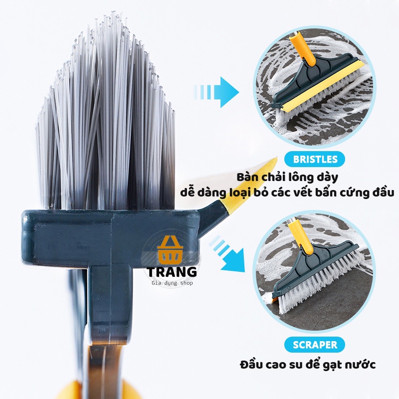 Cây Chà Sàn Nhà Tắm Đa Năng 2 Trong 1, Chổi Cọ Sàn Và Gạt Nước ZA60 - Egreen Dùng 1 Lần