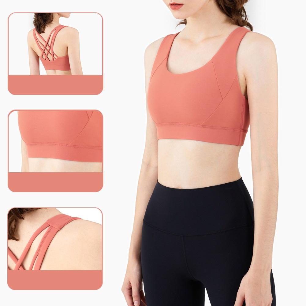 Wyplosz Nude Chặt Tập Thể Dục Thể Thao Áo Chạy Thể Thao Hàng Đầu Gợi Cảm Áo Ngực Thể Thao Nữ 6 Dây Chéo Thun Crop đầu Đẩy Lên Áo