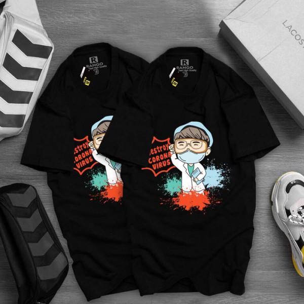 Áo thun tay lỡ. Hoạt hình chống dịch. CoolZ phông Unisex nam nữ. Cotton oversize form rộng CZ010
