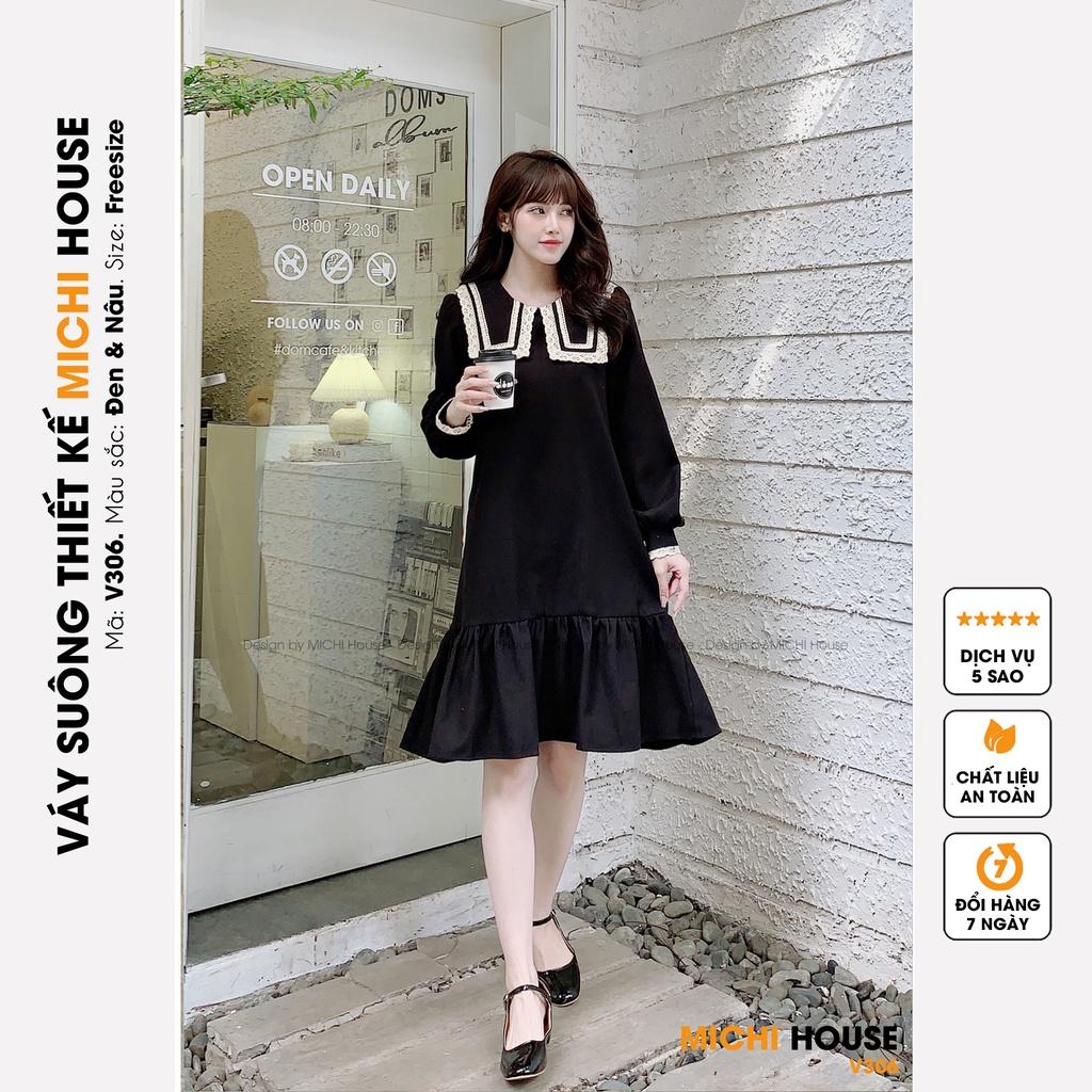 Đầm Suông Rộng Dáng Đuôi Cá Freesize MICHI House Váy Thiết Kế Dài Tay Mặc Bầu Cũng Xinh V306