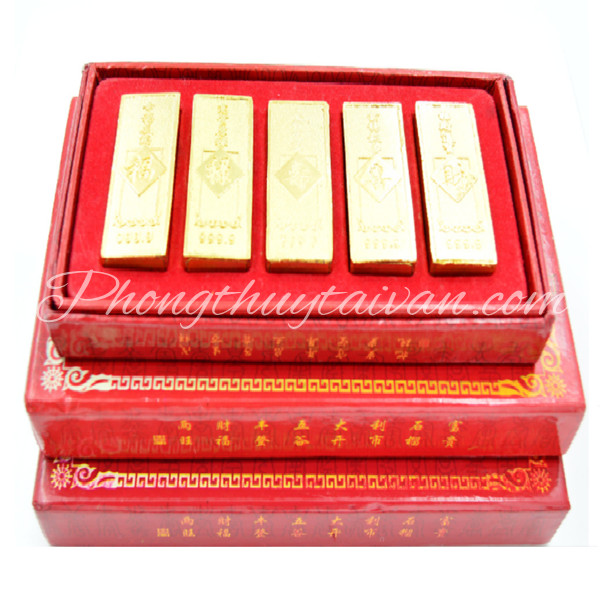 Thỏi vàng 5 thanh/hộp 2.2cm chiêu lộc