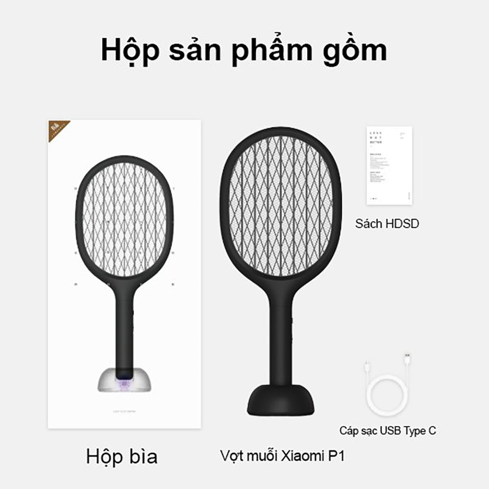 Vợt bắt muỗi Xiaomi Solove P1 làm đèn bắt muỗi vào ban đêm - Hàng Nhập Khẩu