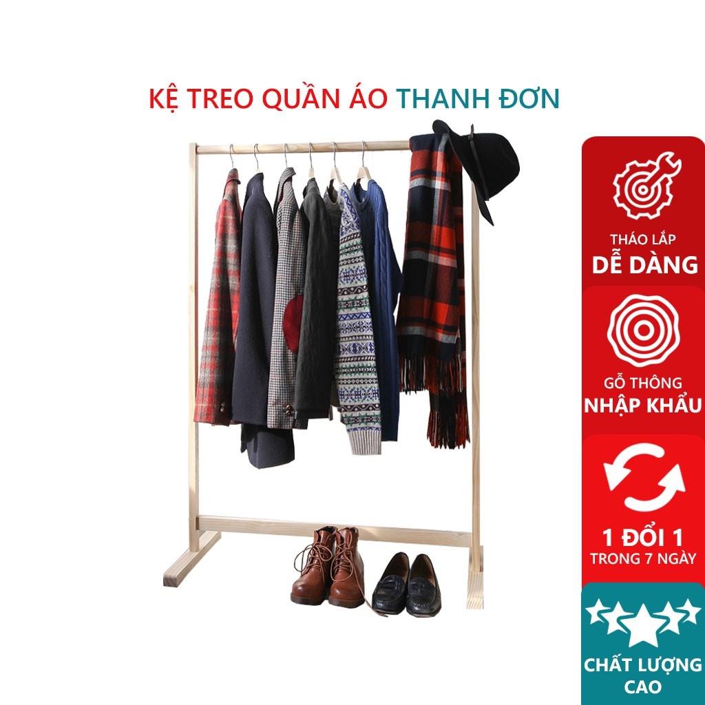 Giá Treo Quần Áo Gỗ Thanh Đơn Gọn Nhẹ