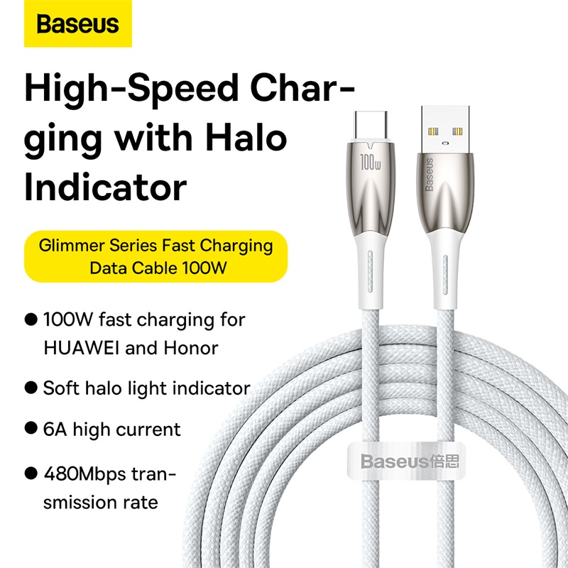 Cáp sạc nhanh 100W Baseus Glimmer Series Fast Charging Data Cable USB to Type-C- hàng chính hãng