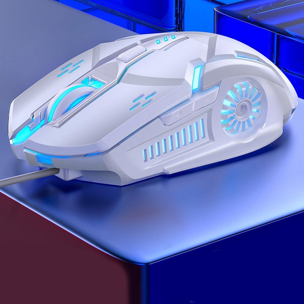 Wired Mouse Six-button Colorful Luminous Gaming Mechanical Mouse White