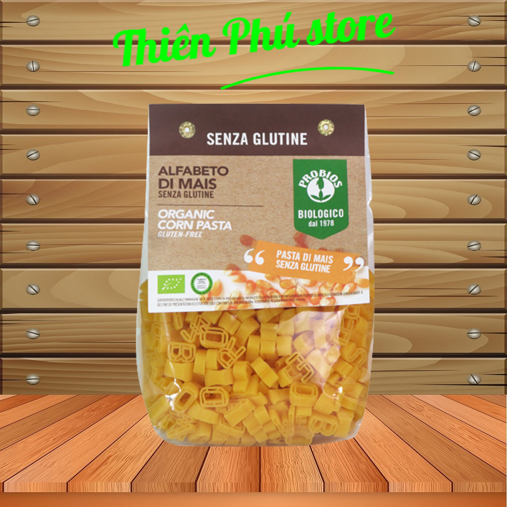 Nui Hữu Cơ Cho Bé Hình Chữ 400g ProBios Organic Corn Pasta Alfabeto Gluten Free