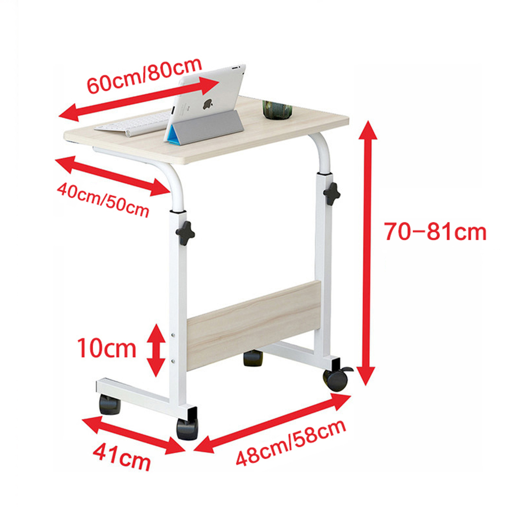 Bàn làm việc đi động hai chân có bánh xe màu vân gỗ - kích thước mặt bàn 60x40cm