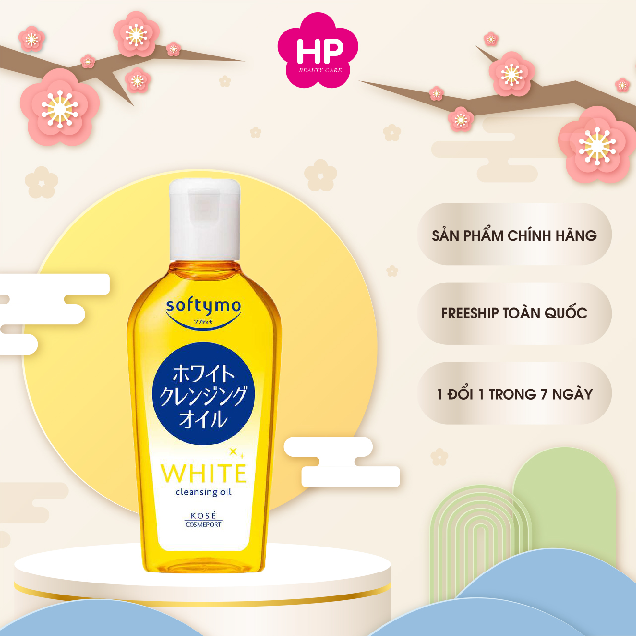 Dầu Tẩy Trang Dưỡng Sáng Da Kose Softymo White Cleansing Oil (03 Phân Loại)