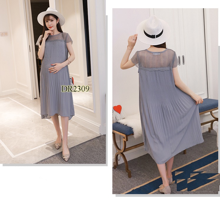 ĐẦM BẦU CHIFFON XẾP LY DÀI DR2309