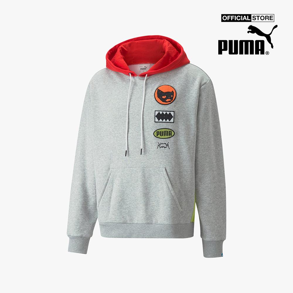 PUMA - Áo hoodie nam phối mũ trùm Playbook Basketball Pullover 534188