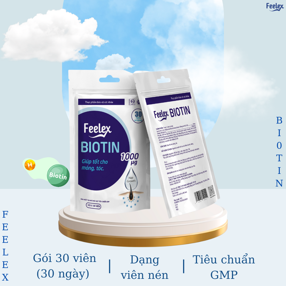 Viên uống Feelex Biotin ngăn rụng tóc, hỗ trợ mọc tóc gói 30 viên (30 Ngày)