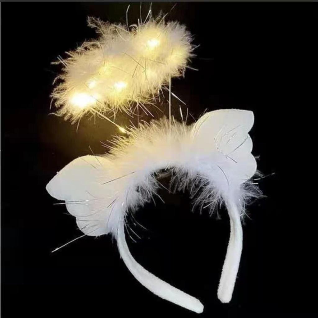 Băng đô BIẾN HÌNH cài tóc trang trí sừng tuần lộc có đèn LED phát sáng vàng ấm áp