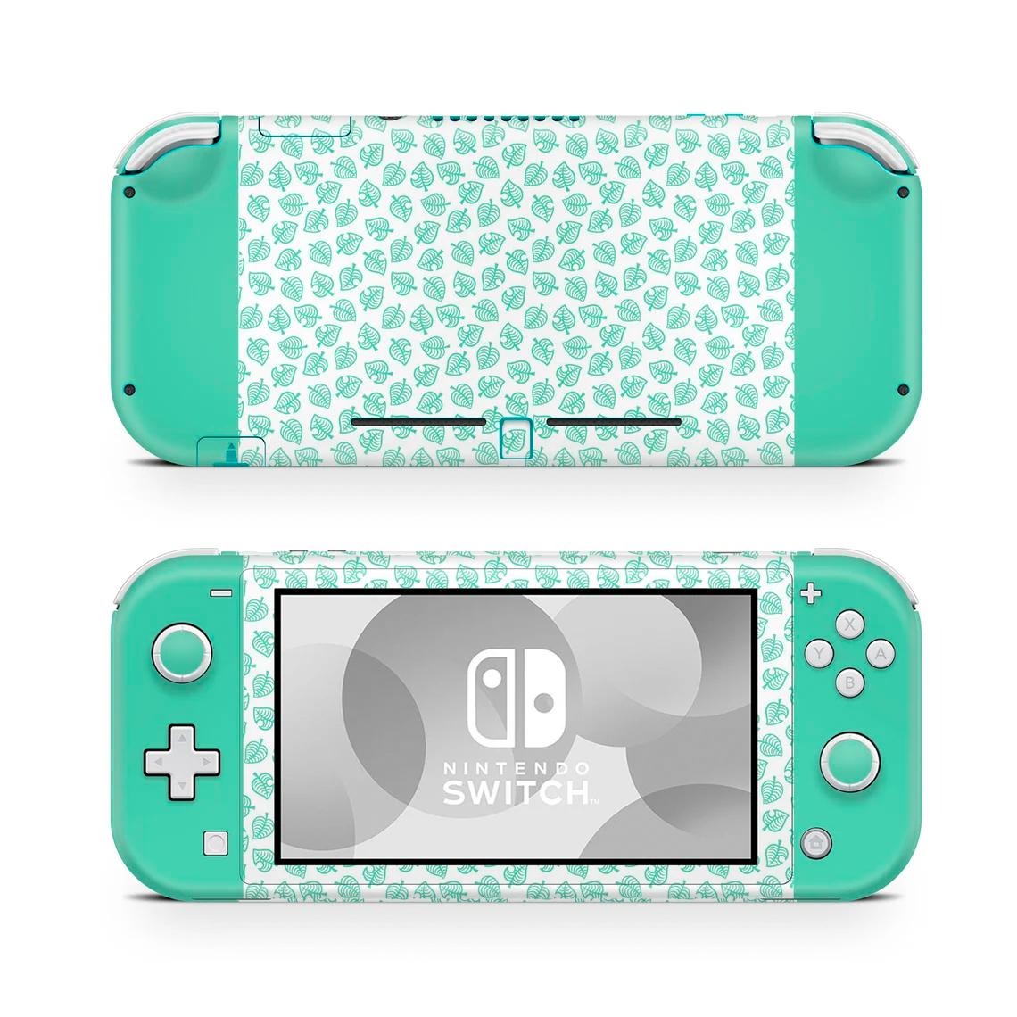 Skin decal dán Nintendo Switch Lite mẫu lá xanh phối trắng (dễ dán, đã cắt sẵn)