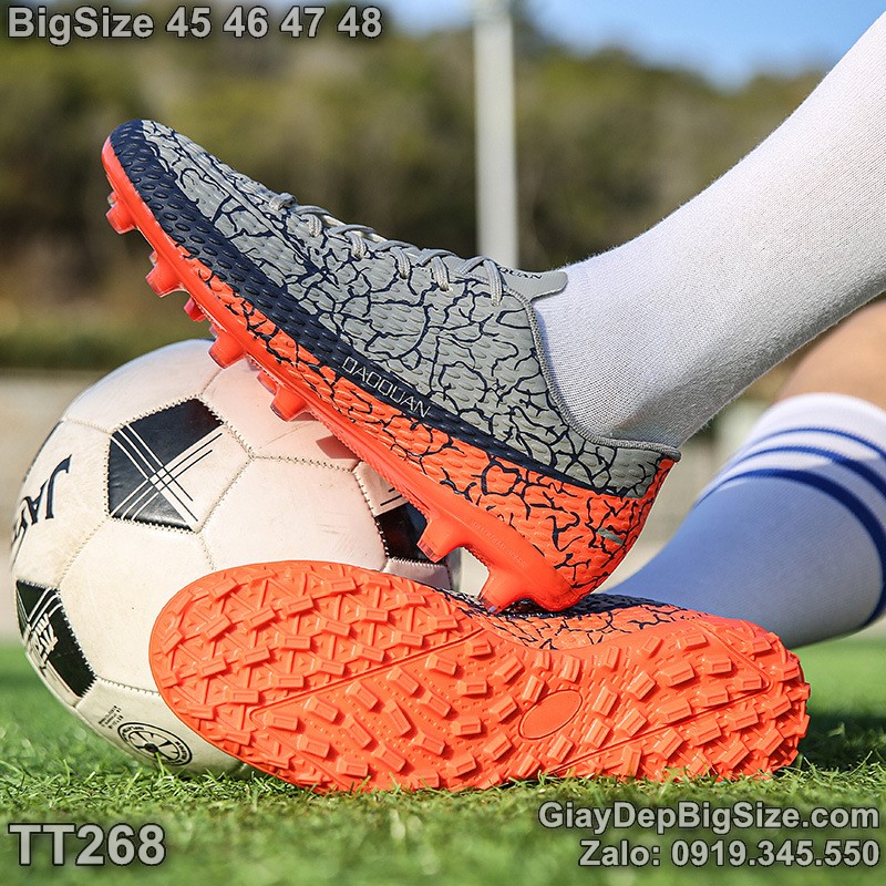 Giày đá bóng sân cỏ nhân tạo cỡ lớn 45 46 47 48 cho nam cao to chân ú bè. Big size soccer shoes for wide feet