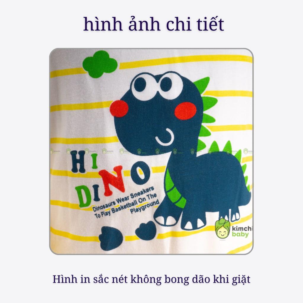 Bộ Dài Tay Cho Bé Gái, Bé Trai Minky Mom Vải Thun Lạnh Hoạ Tiết Kẻ Ngang Khủng Long,Bộ Dài Tay Thu Đông Cho Bé MKMTD2130