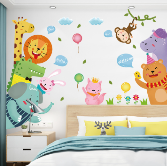 Decal trang trí tường - Những người bạn động vật chao·