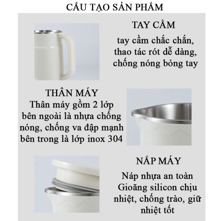 Máy làm sữa hạt thế hệ mới, dung tích 800ml đủ cho 1-3 người, máy nấu sữa hạt đậu nành, nấu cháo cho bé, máy xay hạt đa năng