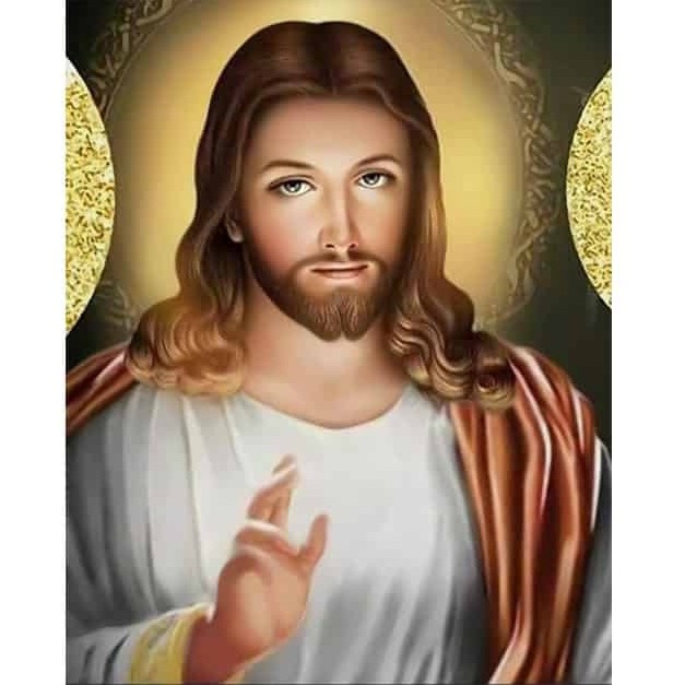 Tranh thêu chữ thập Chúa Jesu 50x61cm - chưa thêu