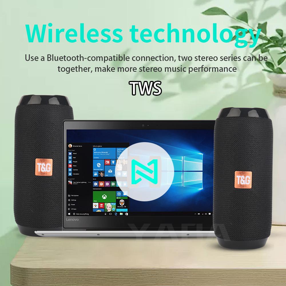 Loa Di Động Không Dây Bluetooth Tương Thích Cột Chống Nước Ngoài Trời USB AUX TF FM Radio Loa Siêu Trầm Loa caixa de som Color: blue 1200mAh