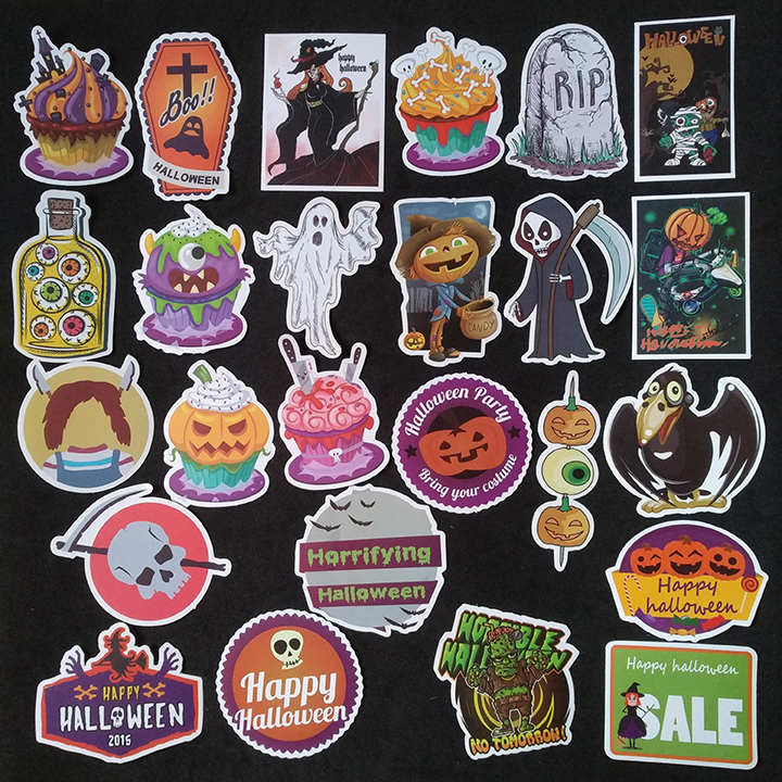 Bộ Sticker dán cao cấp chủ đề HALLOWEEN - Dùng dán Xe, dán mũ bảo hiểm, dán Laptop