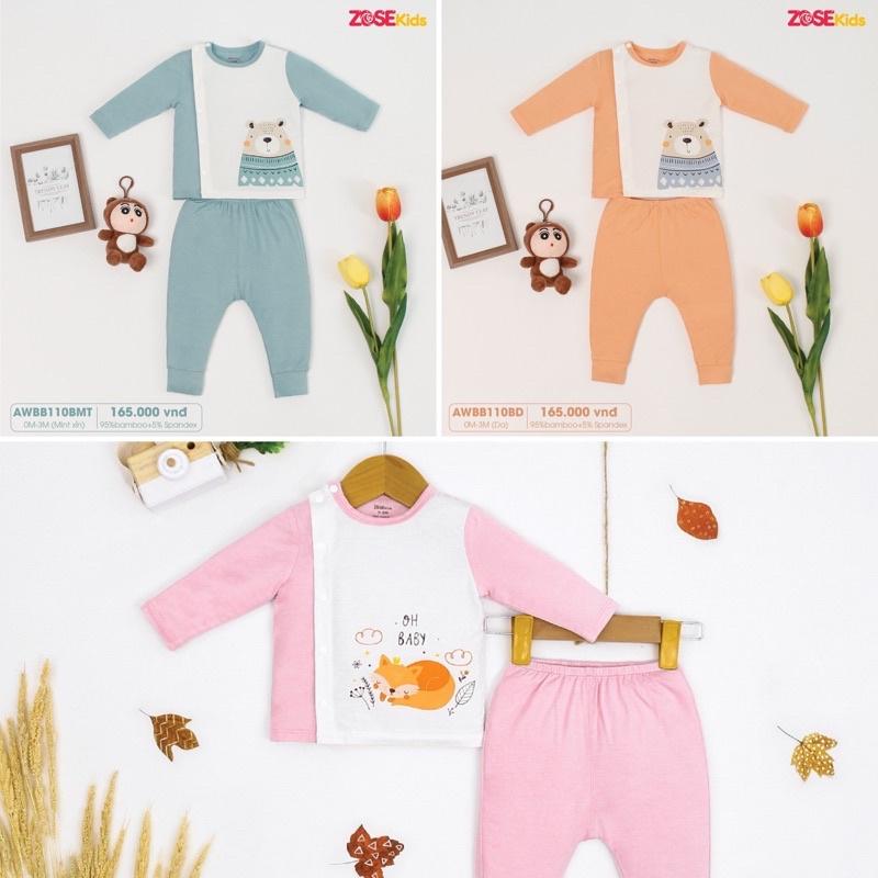 Bộ Zose kids sơ sinh sợi tre cài lệch ZoseKids