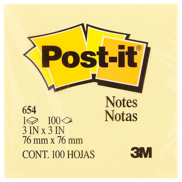 Giấy Ghi Chú 3M-654 Post-it 3x3 Inch (100 Tờ)