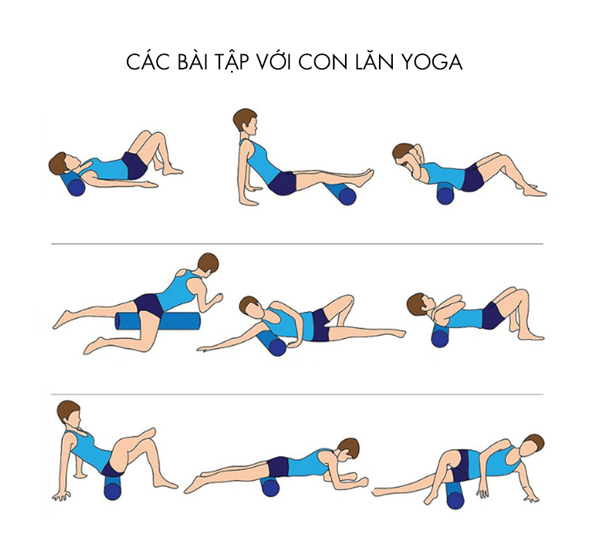 Con Lăn Tập Yoga - YOGA QG, Ống Trụ Có Gai Massage Giúp Phục Hồi và Massage Phần Cơ, Hỗ Trợ Trong Các Bà Tập Thể Hình, Giảm Thiểu Chấn Thương