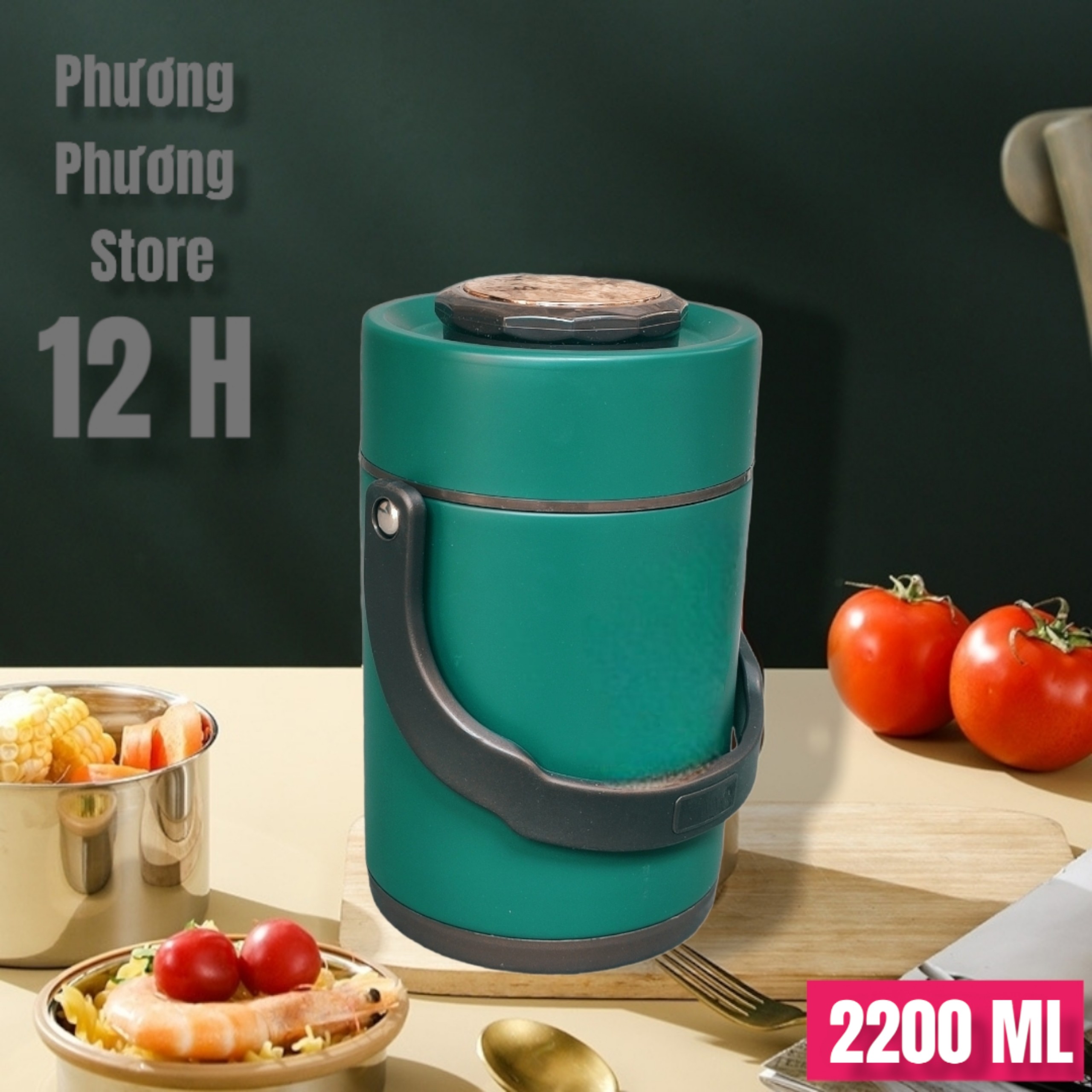 CẶP LỒNG, CAMEN GIỮ NHIỆT CAO CẤP INOX 304 DUNG TÍCH 2,2L HÀNG SIÊU ĐẸP CÓ NẮP CHỐNG TRÀN