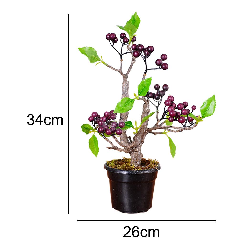 Artificial Fruit Tree Bonsai Green Leaf Realistic Potted Plants Rubber Balls