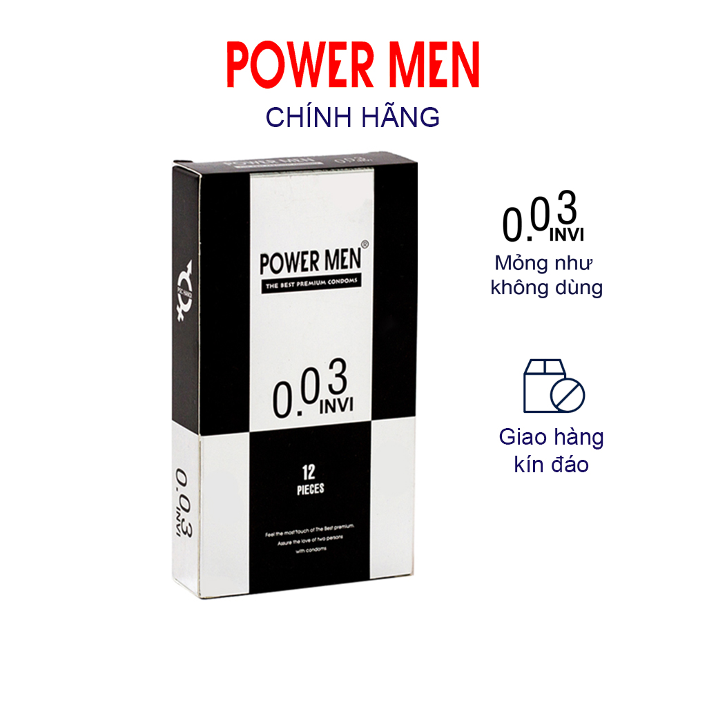 Bao cao su Powermen INVI 0.03 - 12 Cái