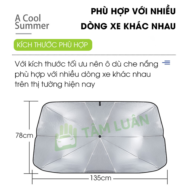 Ô che nắng ô tô gấp gọn, tấm che nắng kính lái ô tô xe hơi chống nóng kính trước chống tia cực tím UPF 50+ TÂM LUÂN Chổi lau tẩm dầu - Hàng chính hãng