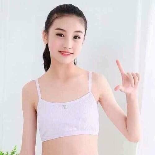 Áo lót áo lá cotton mềm mại có mút nhẹ cho bé gái tuổi teen