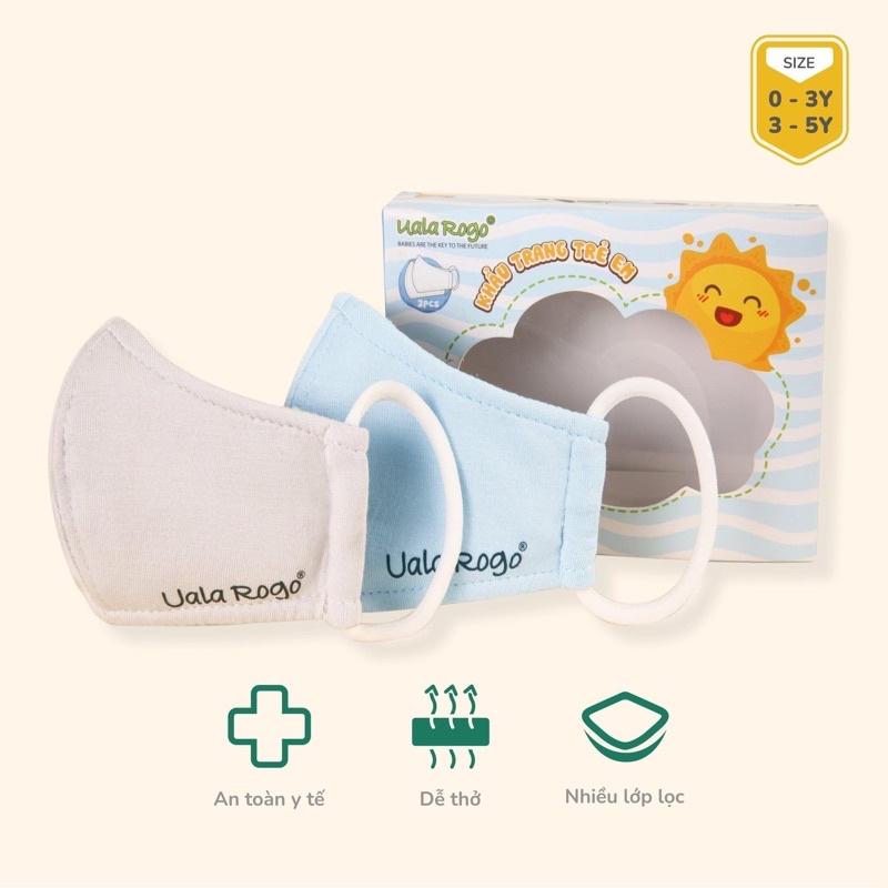 UR9990 Set 2 khẩu trang 4 lớp Ualaa Rogo vải sợi tre cho bé