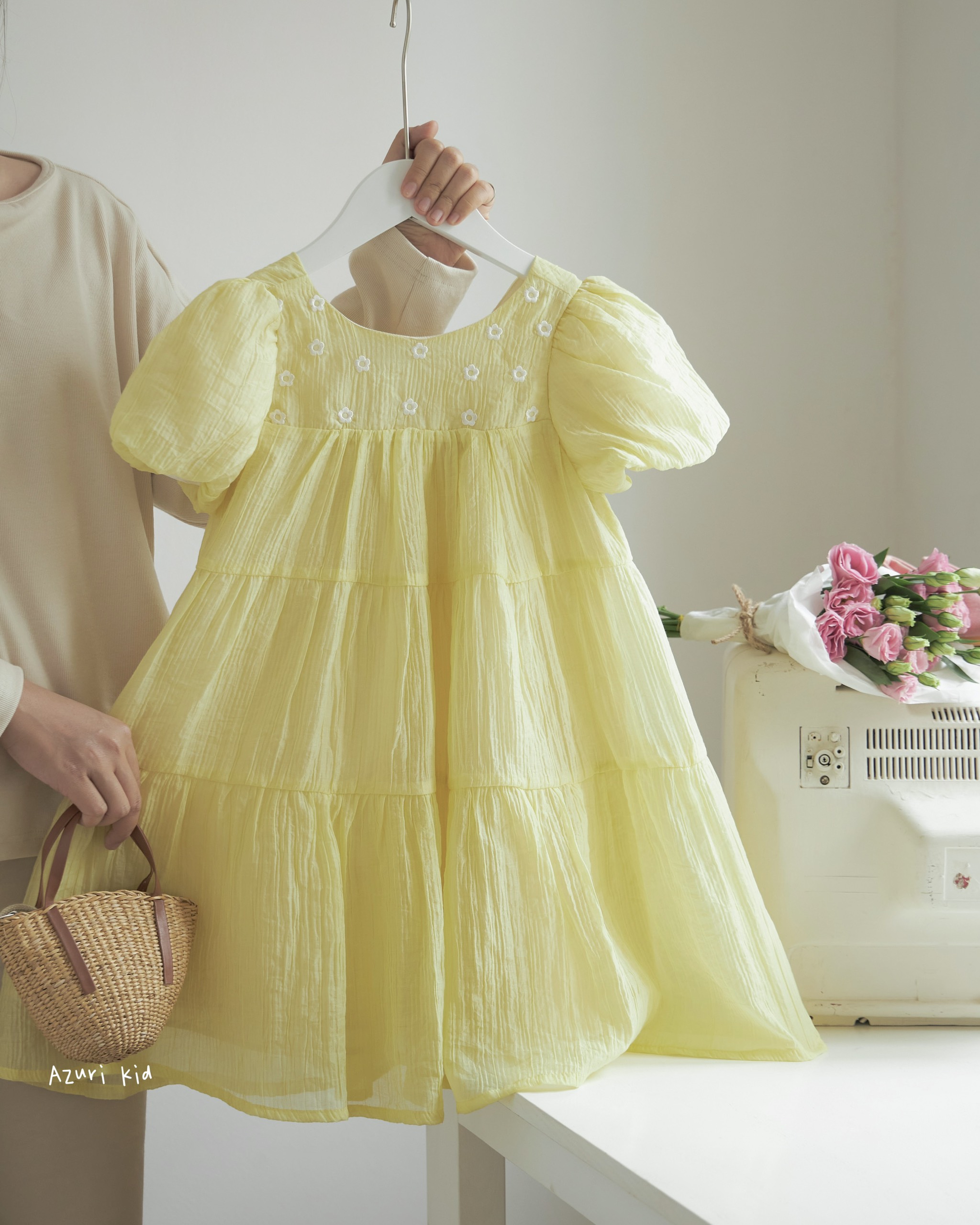 Đầm váy babydoll mùa hè cho bé gái từ 12-40kg chất tơ mềm mát