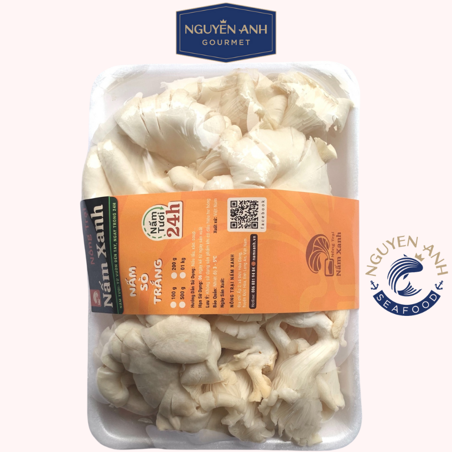 Nấm sò trắng tươi 1kg nông trại Nấm Xanh