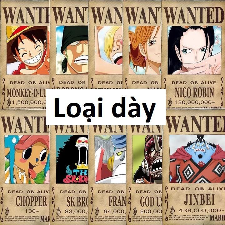 Bộ 10 tấm truy nã băng Mũ rơm - onepiece wanted poster size A4, A5, A6