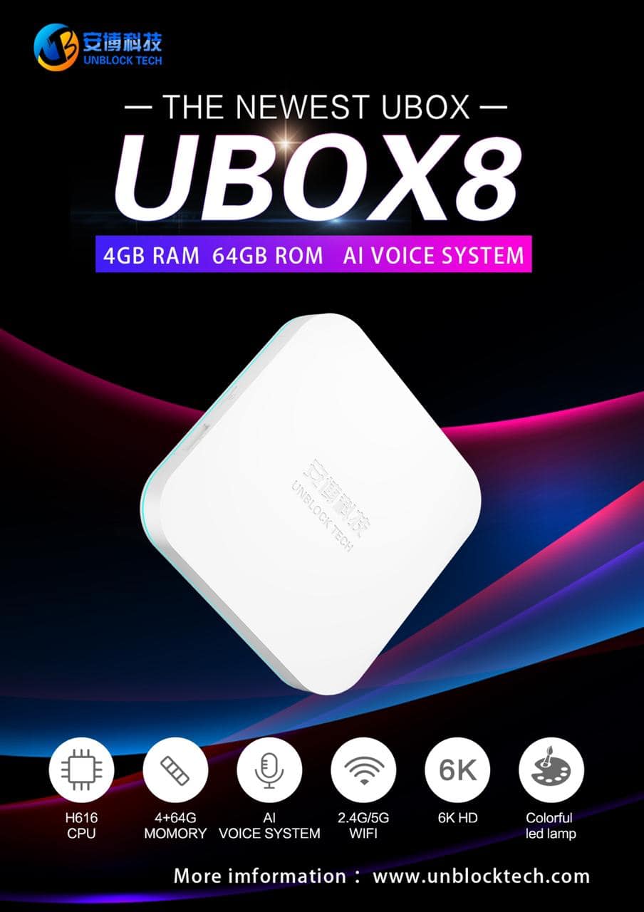 UBOX8 PRO MAX  Android 10 Tv Box Voice điều khiển giọng nói Dual Wifi 4GB 64GB xem kênh Nhật, Hàn, Trung quốc ... miễn phí- Hàng chính hãng